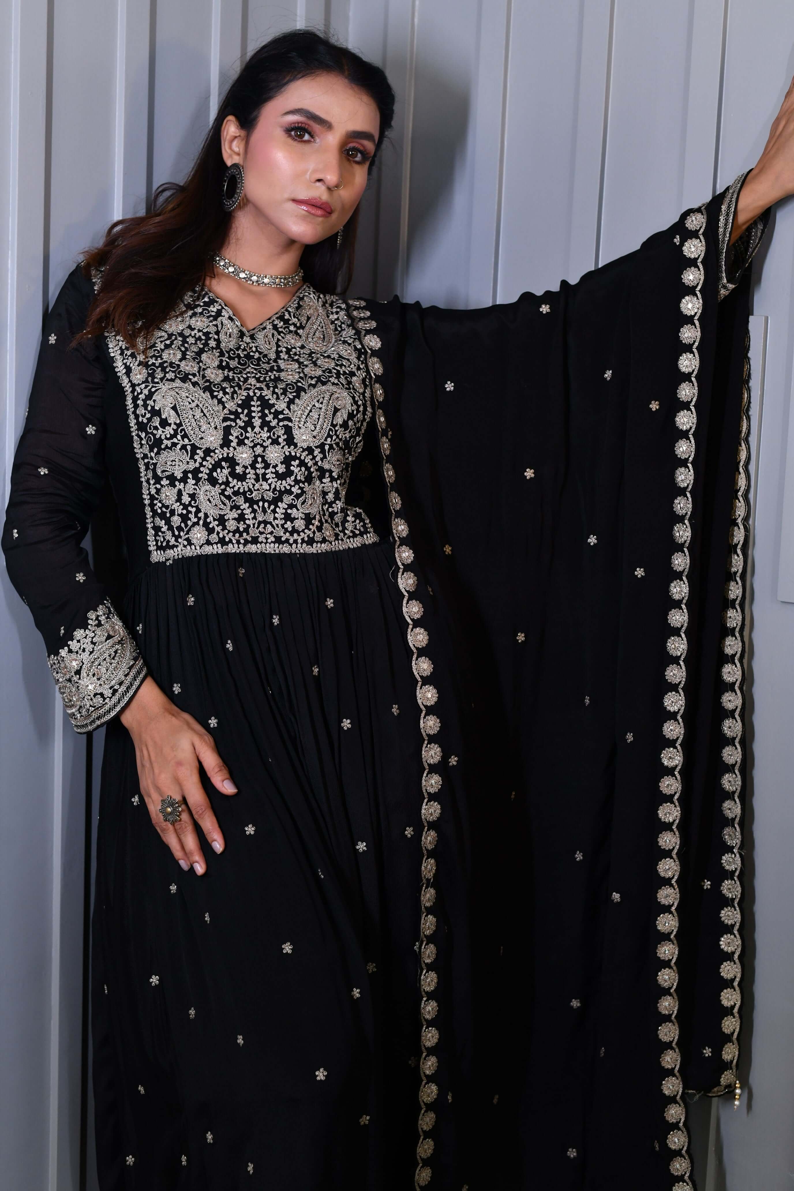 Black Sharara Suit Set