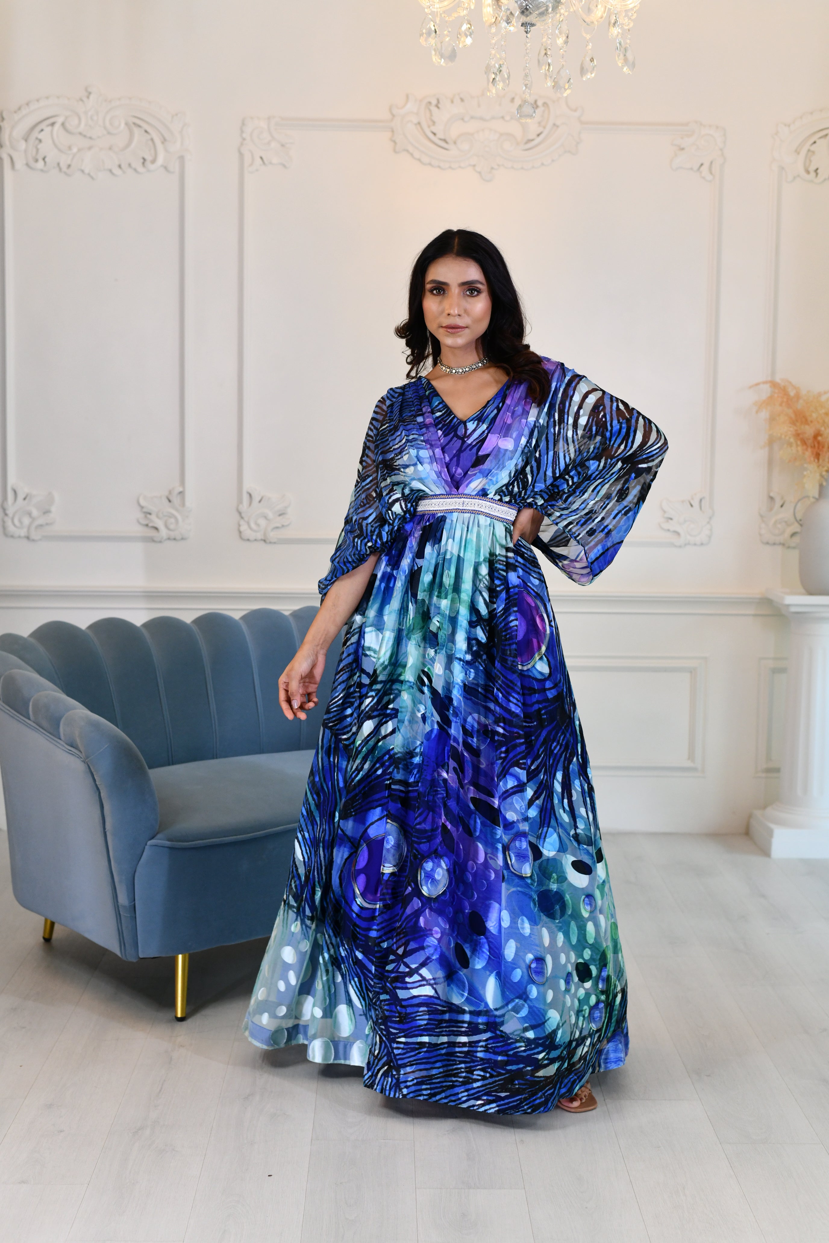 Printed Georgette Gown