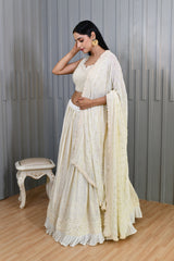 Cream Georgette Lehenga