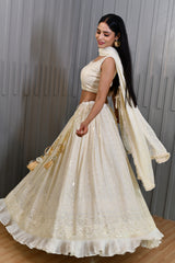 Cream Georgette Lehenga