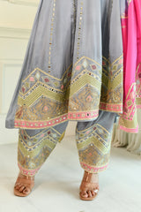 Silver Anarkali Suit Set