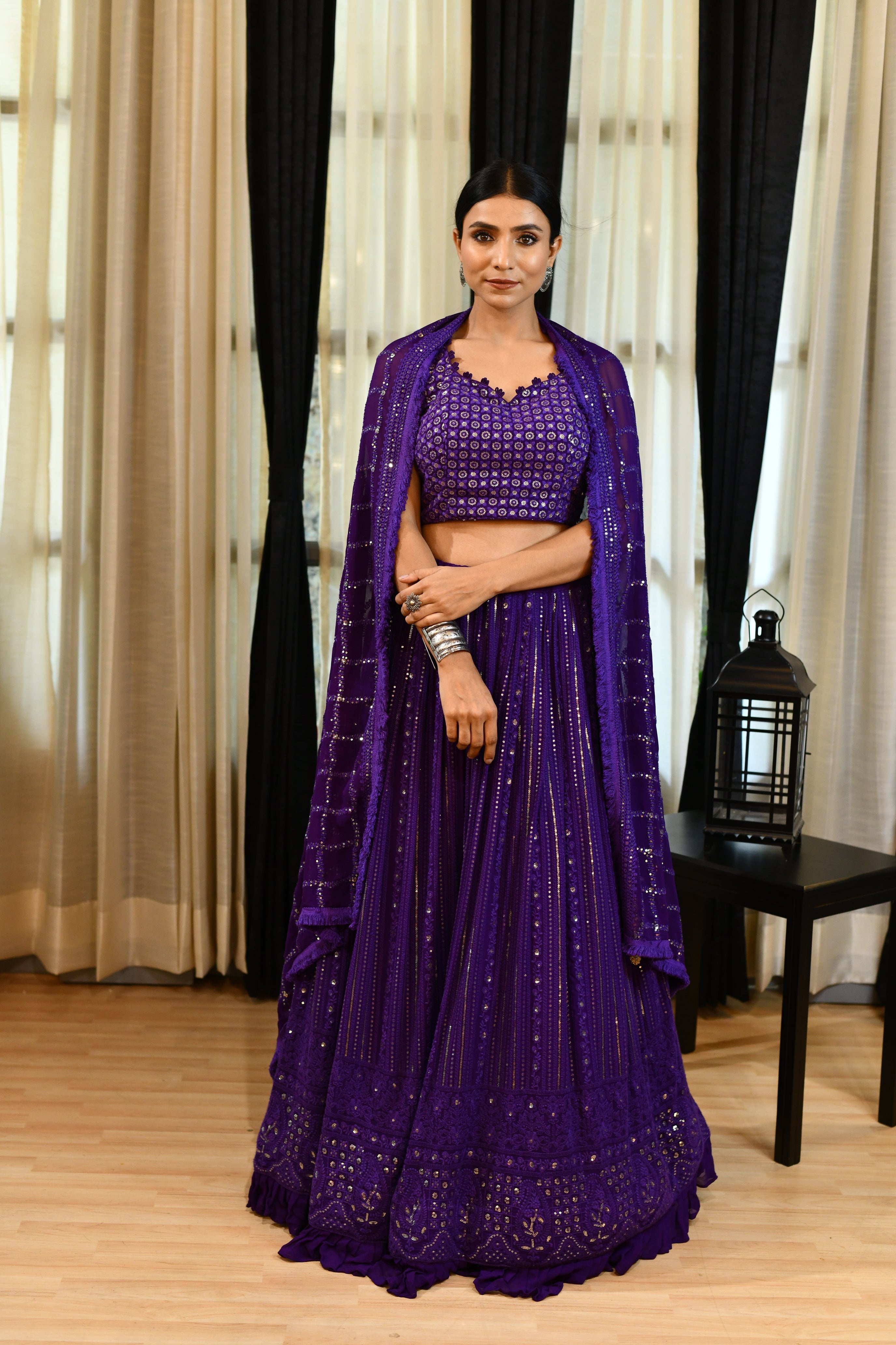 Purple Lucknowi Lehenga