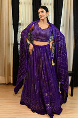 Purple Lucknowi Lehenga