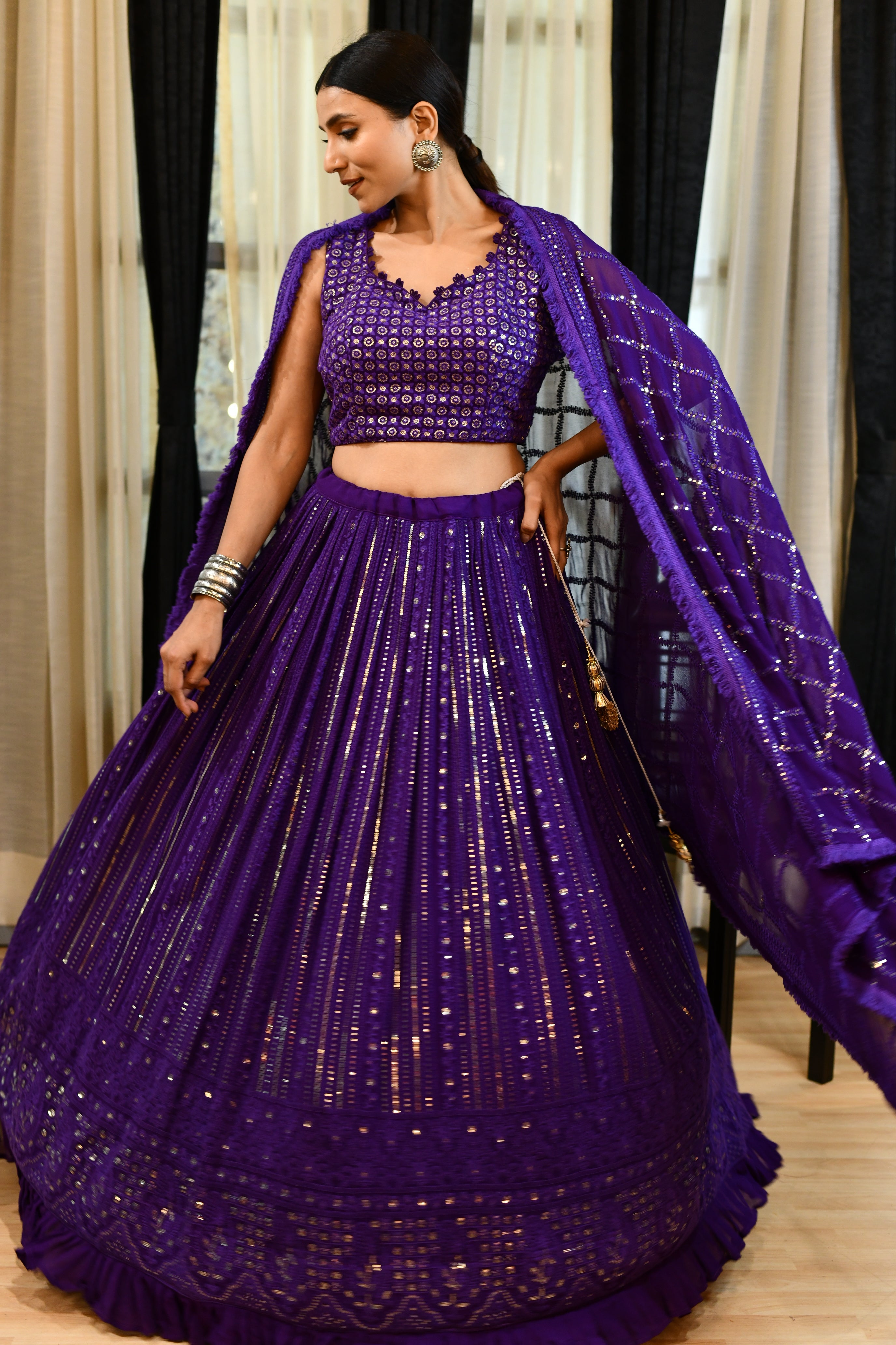 Purple Lucknowi Lehenga