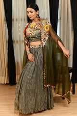 Sage Green Festive Lehenga