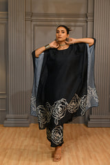 Black Kaftan Style Silk Coord Set